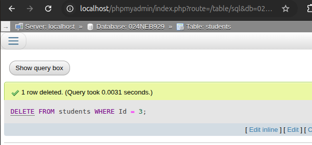 Output of SQL command e